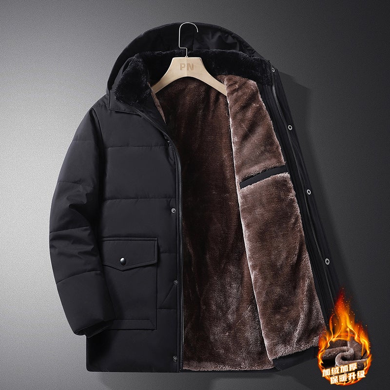 Middle-Aged And Elderly People'S Cotton-Padded Coat Men'S Fleece-Lined Thickened Coat Grandpa'S Cotton-Padded Coat Winter Warm Cotton-Padded Coat For Middle-Aged Father - Image 1